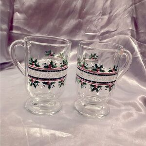 Set of 2 Vintage Libby Christmas Mugs